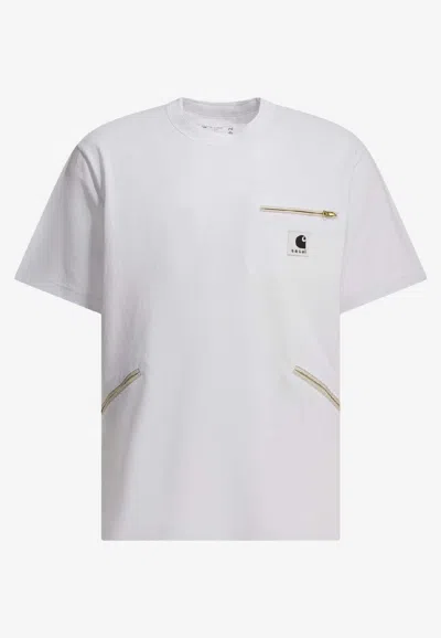 Sacai X Carhartt Wip Logo Patch Jersey T-shirt In White
