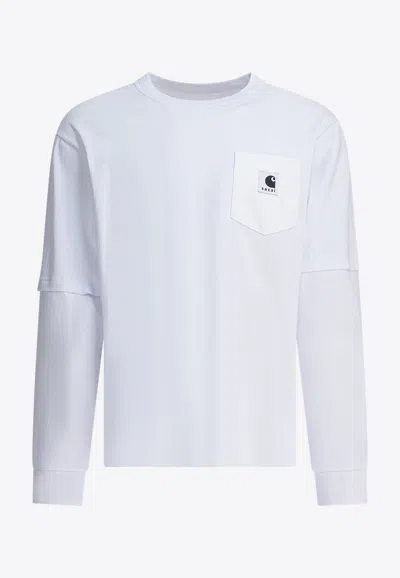 SACAI SACAI X CARHARTT WIP LOGO PATCH LONG-SLEEVED T-SHIRT