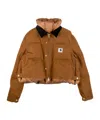 Sacai X Carhartt Wip Washed Duck Down Puffer Jacket In Brown