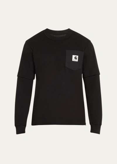 Sacai X Carhartt Wip Men's Side-zip T-shirt In Black