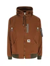 Sacai X Carhartt Wip Washed Duck Hooded Jacket In Brown