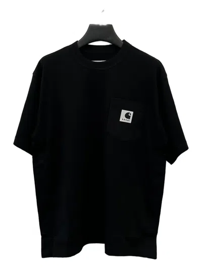 Sacai X Carhartt Wip Pocket-detail T-shirt In Black