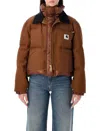 Sacai X Carhartt Wip Washed Duck Down Puffer Jacket In Brown