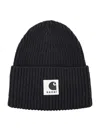 Sacai X Carhartt Wip Ribbed Wool Beanie In Black
