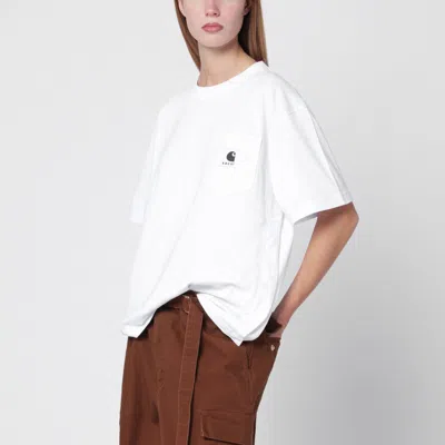 Sacai White Cotton T-shirt With Logo Patch