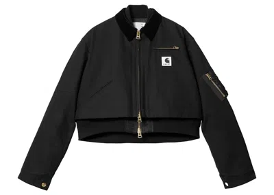 Pre-owned Sacai X Carhartt Wip Women's Canvas Ma1 Detroit Jacket In Black