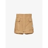 Sacai X Carhartt Wip Womens Beige Brand-patch Cotton-canvas Shorts