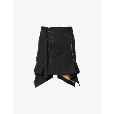 Sacai X Carhartt Wip Womens Black Bonding Canvas Mini Skirt