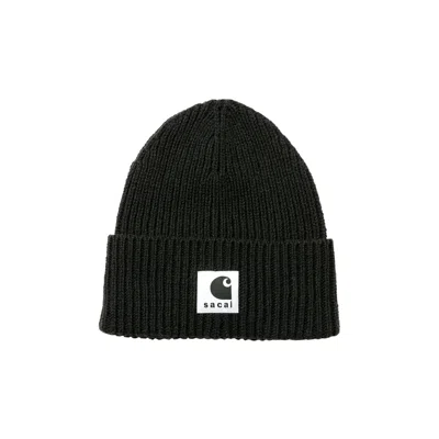 Pre-owned Sacai X Carhartt Wip Wool Knit Beanie 'black' | Men's Size Onesize