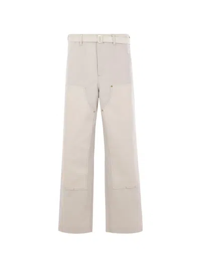 Sacai X Carhartt Wip Workwear Multiple Pockets Trousers In White