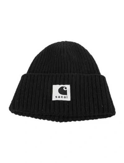 Pre-owned Sacai X Carhartt Wool Beanie In Black
