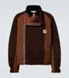 Sacai Men S Carhartt Wip Washed Duck X Wool Knit Blouson In Brown