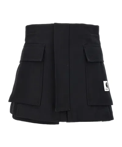 Sacai X Carhartt Work In Progress Logo Logo Shorts In Black