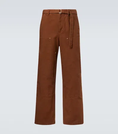 Sacai X Carhartt Wip Belted Cotton Cargo Pants In Brown