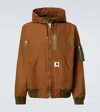 Sacai X Carhartt Wip Washed Duck Hooded Jacket In Brown