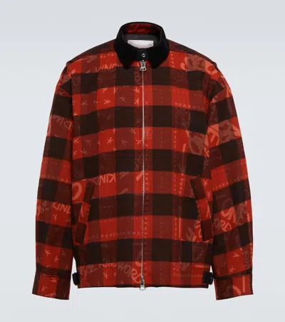 Sacai X Eric Haze Checked Cotton Blouson Jacket In Red
