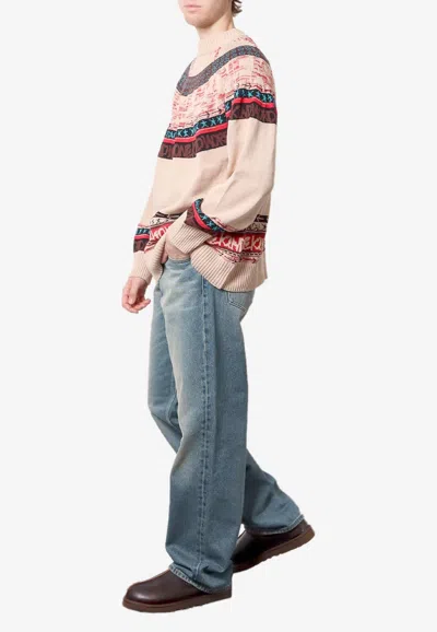 Sacai X Eric Haze Intarsia Knit Sweater In Neutral