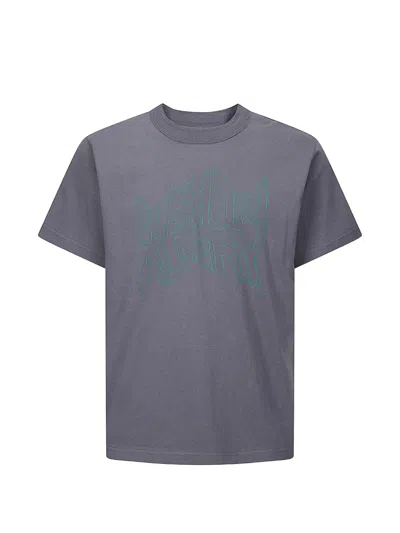 Sacai Distinctive Print T-shirt With Classic Crew Neckline In Gray
