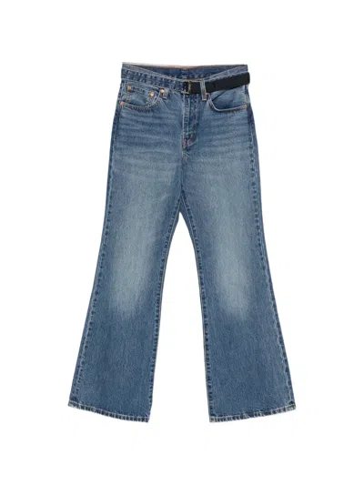 Sacai X Levi's Belted Flared Jeans In Blue