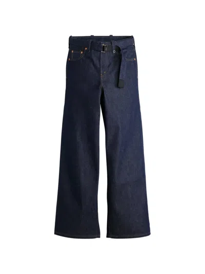 Sacai X Levi's Belted Wide-leg Jeans In Black
