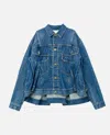 Sacai Relaxed Fit Denim Jacket With Unique Split Detail In Blue