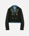 Sacai Double-breasted Denim Blazer In Black
