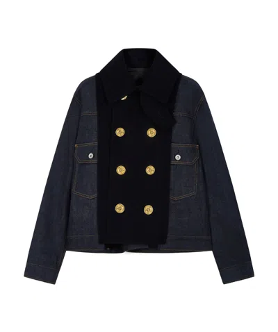 Sacai X Levi's Double-breasted Denim Jacket In Black
