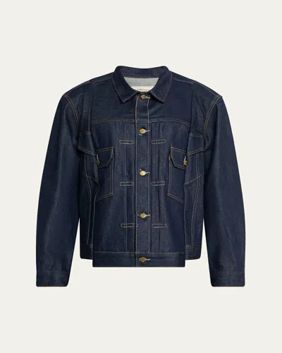 Sacai X Levi's Men's Dark Wash Denim Trucker Jacket In Blue