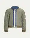 Sacai X Levi's Men's Denim And Nylon Twill Reversible Blouson In Green