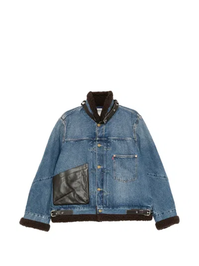 Sacai X Levi's Shearling-trim Denim Jacket In Blue