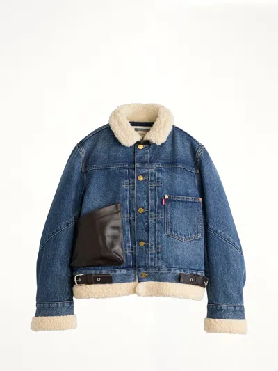 Sacai Chest-pocket Denim Jacket In Blue