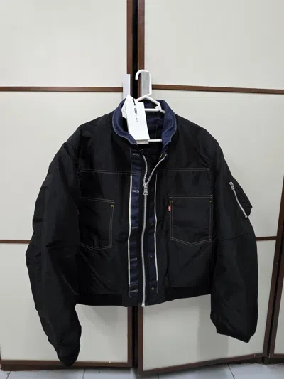 Pre-owned Sacai X Levis Bomber Denim Jacket In Black