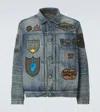 Sacai Patch-embellished Button-up Denim Jacket In Blue