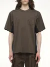 Sacai Suiting Mixed Media Pocket T-shirt In Gray
