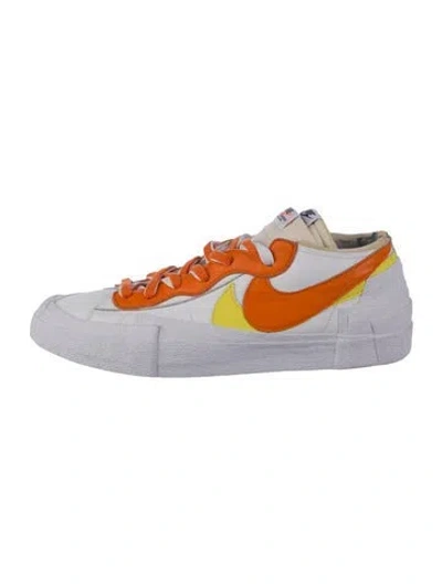 Pre-owned Sacai X Nike Blazer Low 'magma Orange' Sneakers In White