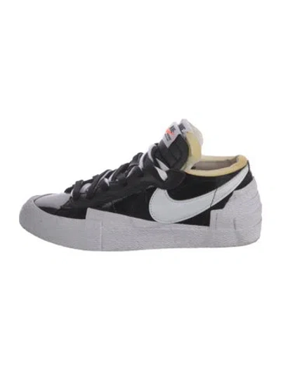 Pre-owned Sacai X Nike Blazer Low 'patent Leather' Sneakers In Black
