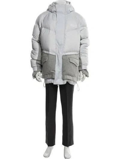 Pre-owned Sacai X Nike Colorblock Pattern Puffer Coat In Gray