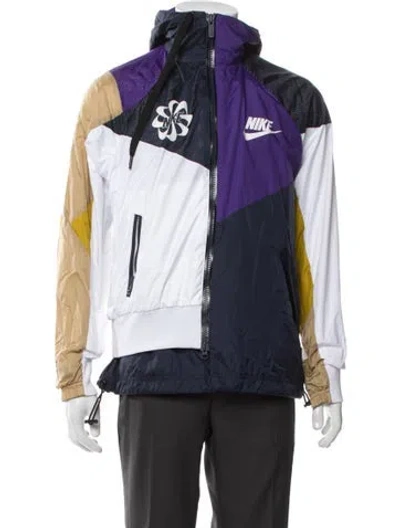 Pre-owned Sacai X Nike Colorblock Pattern Windbreaker In Blue