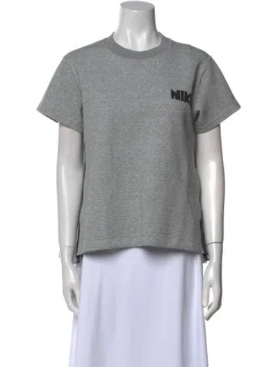 Pre-owned Sacai X Nike Crew Neck Short Sleeve Sweatshirt In Gray