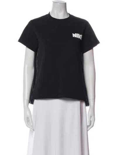 Pre-owned Sacai X Nike Graphic Print Crew Neck T-shirt In Black