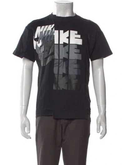 Pre-owned Sacai X Nike Graphic Print Crew Neck T-shirt In Black