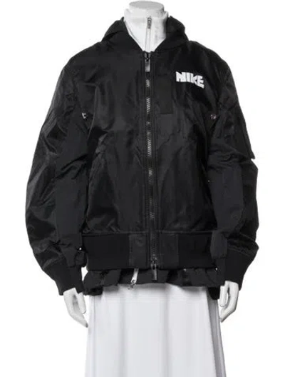 Pre-owned Sacai X Nike Nylon Bomber Jacket In Black