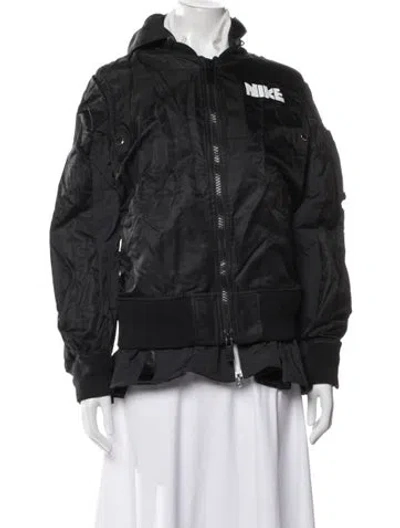 Pre-owned Sacai X Nike Nylon Bomber Jacket In Black