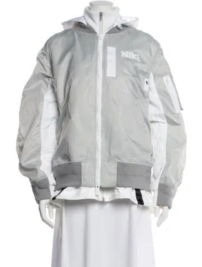 Pre-owned Sacai X Nike Nylon Bomber Jacket In Gray