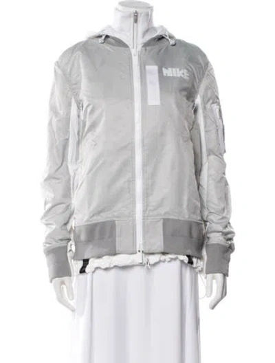 Pre-owned Sacai X Nike Nylon Bomber Jacket In Gray