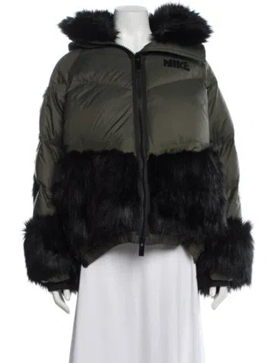 Pre-owned Sacai X Nike Nylon Down Coat In Green
