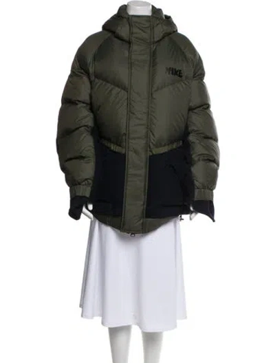 Pre-owned Sacai X Nike Nylon Down Jacket In Green