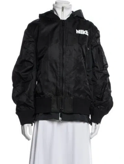 Pre-owned Sacai X Nike Nylon Graphic Print Performance Coat In Black