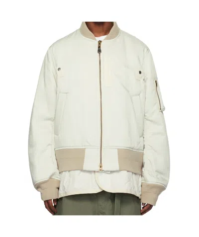 Sacai Off-white Spiewak Edition Gabardine Bomber Jacket In 376 L/gray