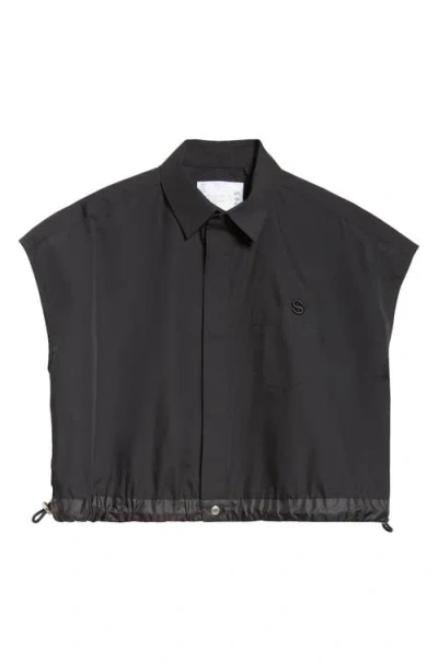 Sacai X Thomas Mason Mixed Media Top In Black 001